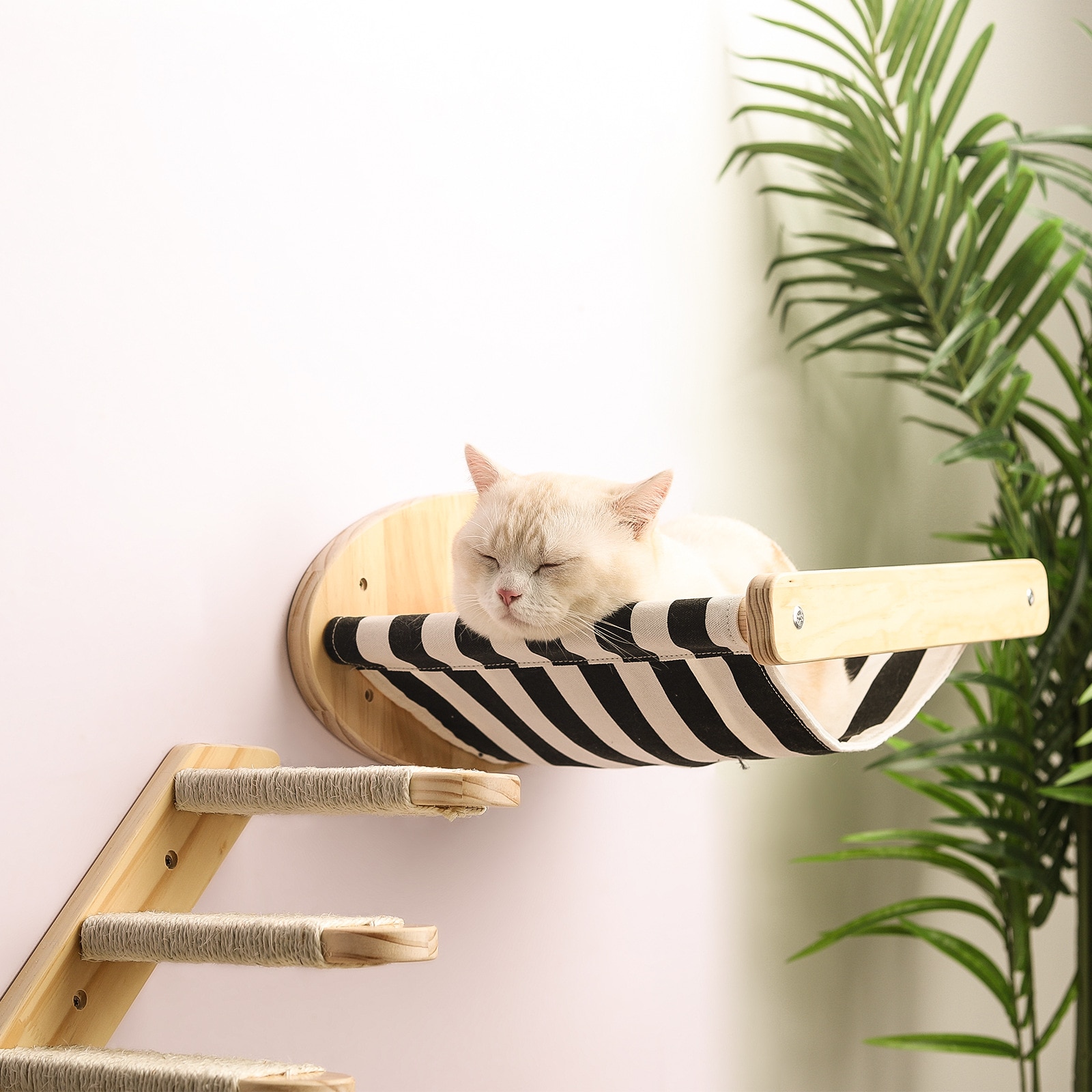 DIY Wooden Cat Climbing Frame Cat Wall Hanging Cat Scratch Column Wall Mounted Cat Hammock Staircase Room Cat Wall Furniture