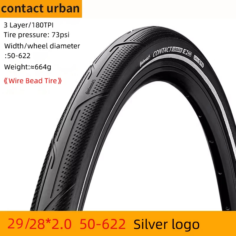 Continental Contact Urban-neumáticos de 28/29 pulgadas para bicicleta eléctrica, llantas con tiras reflectantes, 40/42/47/50/55-622 180 TPI MTB: Gris claro