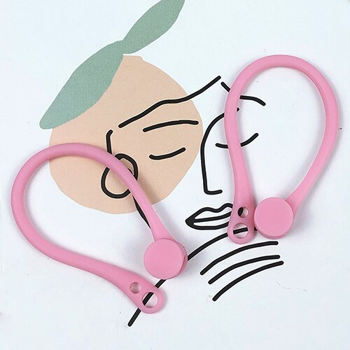 Protective Air pods Earhook Holder for Airpods 2 Apple Wireless Earphone Ear Hook Earpods Silicone Sport Anti-lost Accessories: High quality Pink