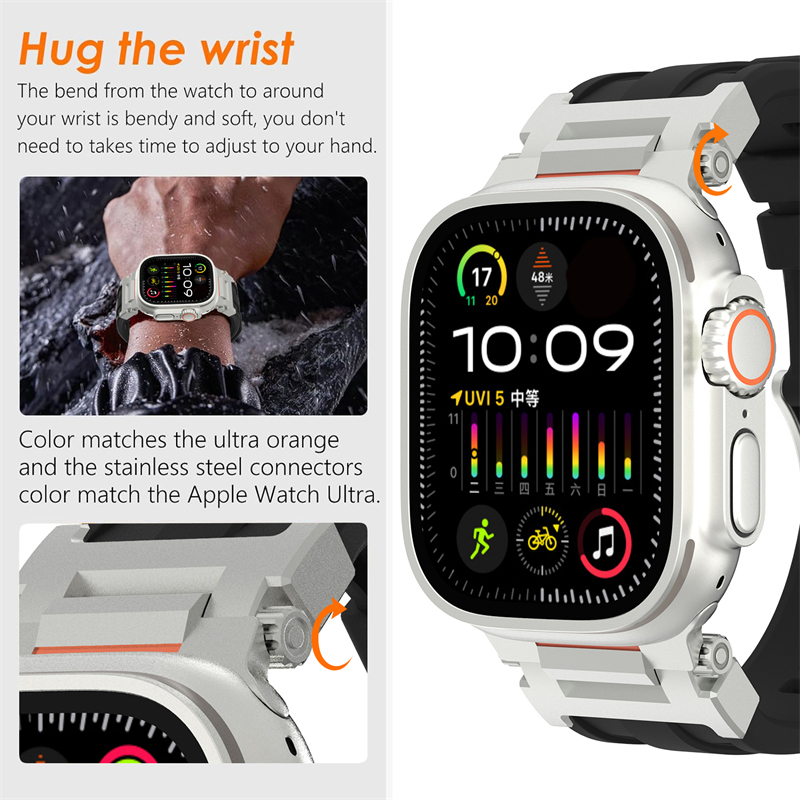 Bracelet de montre en Silicone pour Apple Watch série 10 46mm Ultra 2 49mm, Bracelet de Sport pour iWatch 9 8 7 6 SE 44MM 45MM 42MM