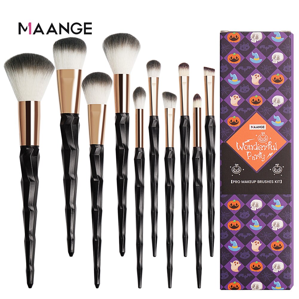 Maange Halloween 15/10 Stuks Make-Up Kwasten Set Met Doos Kristallen Handvat Make-Up Kwasten Foundation Blush Oogschaduw Make up Gereedschap: 10pcs with box