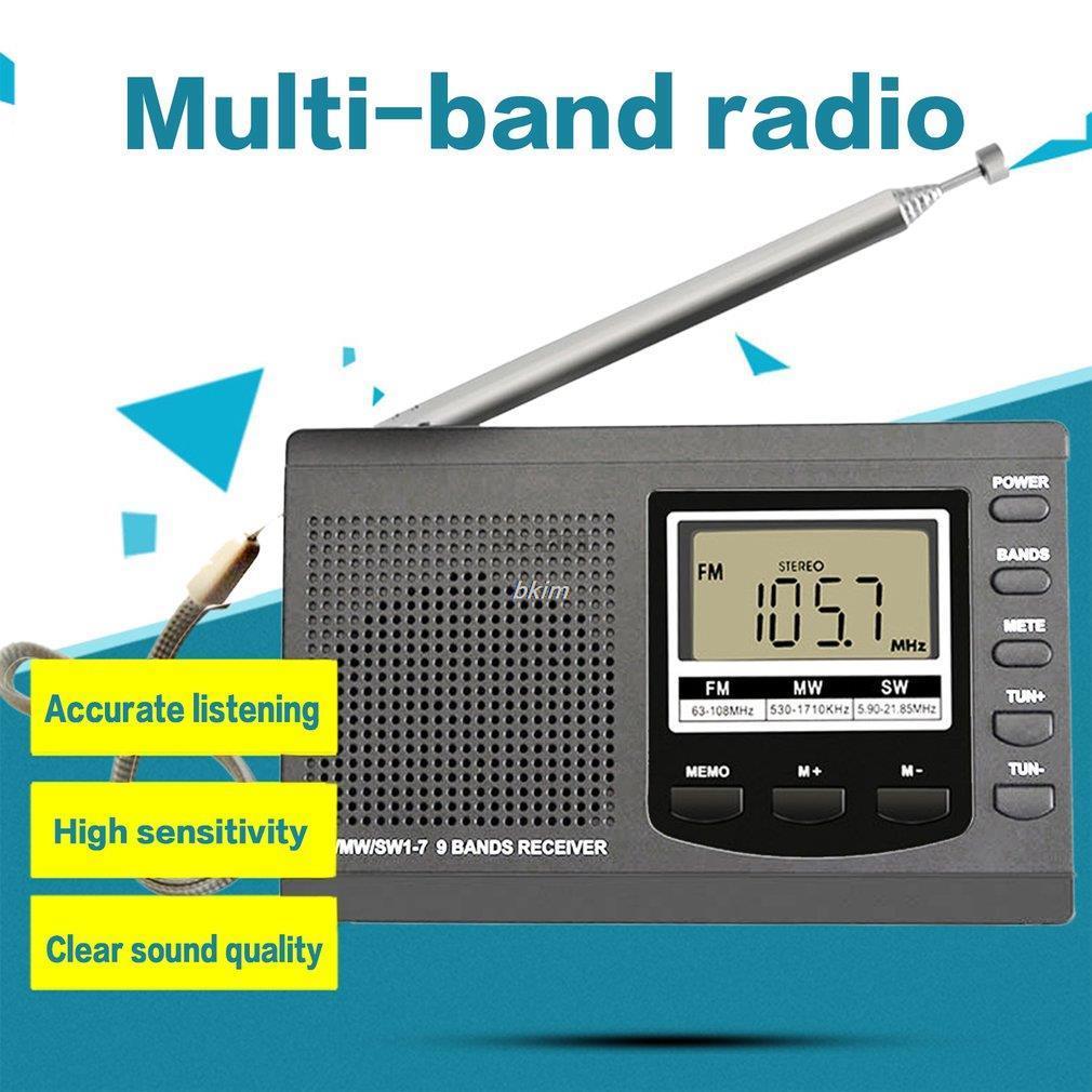 Digital Display Portable Radio FM AM Shortwave Radio Muti-band Stereo Sound Effect Radio Test Sports Radio