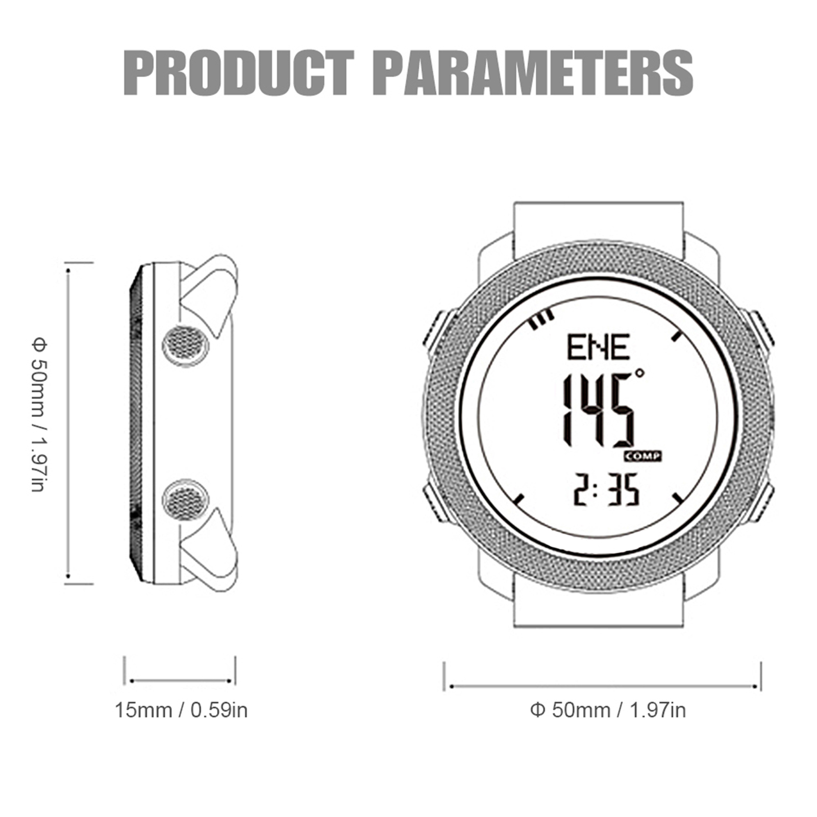 Digitale draussen-Sportuhr mit Höhenmesser, Barometer, Kompass, Weltzeit, 50M Wasserdicht, Schrittzähler Armbanduhr