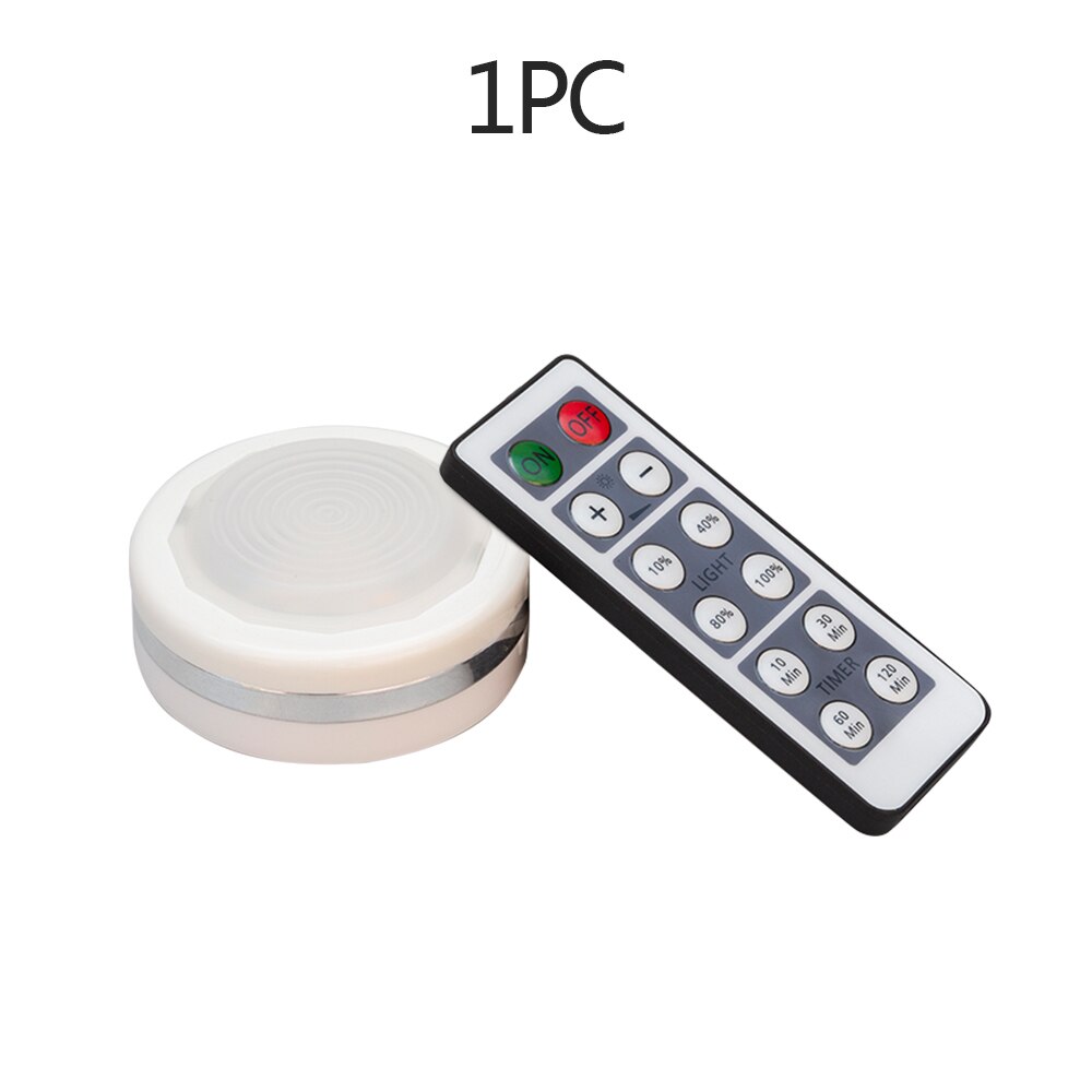 Wireless RF LED Under Cabinet Lighting 4PCS LED Puck Llights with Remote Dimmable For Bed Corridor Stairs