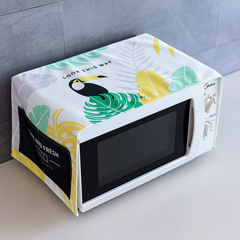 Small Fresh Microwave Oven Cover Waterproof Fabric Dust Cover Rectangular Oven Cover Cloth with Cover Towel: 6