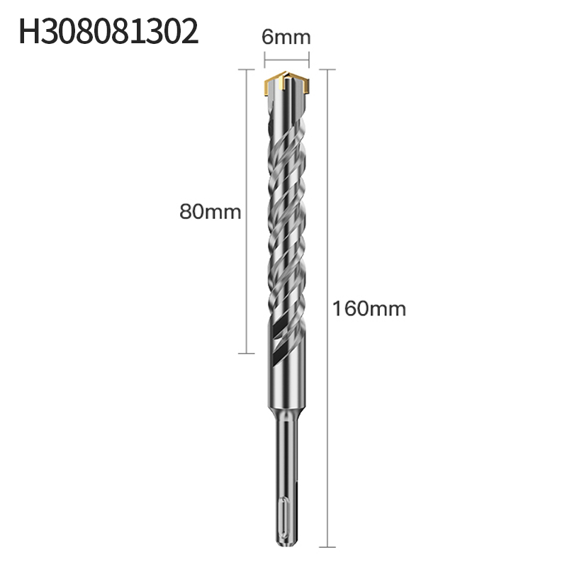 LIDIAO Round Handle Concrete Drill Bit with Double Helix Groove and Four Blades Tungsten Steel Drilling Diameter 6 to 14mm: Gold
