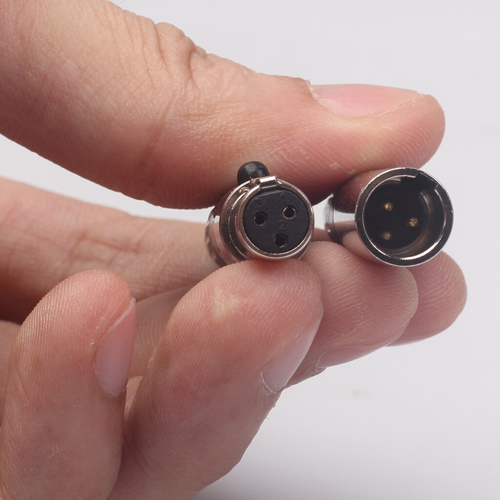 Mini 3 Pin XLR Female Cable Connector For Microphones Black And Sliver