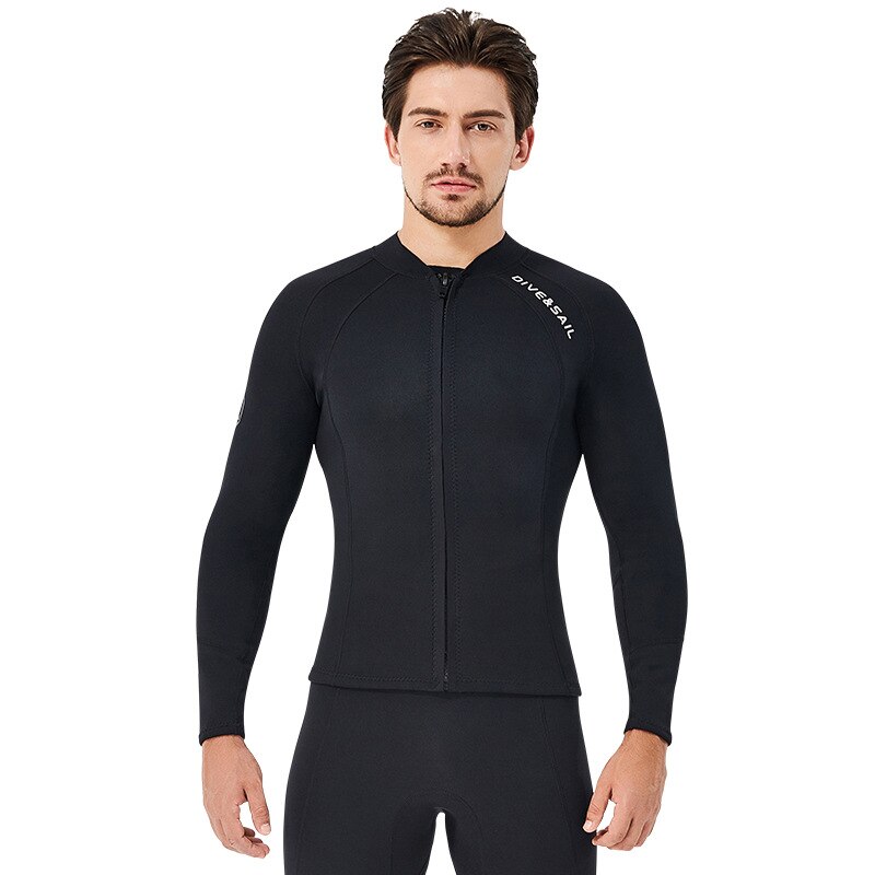 Wetsuit Top Men Women 2mm Long Sleeve Neoprene Wetsuits Jacket Front Zipper Diving Suit for Snorkeling Diving Surfing Kayaking: Men Top / L