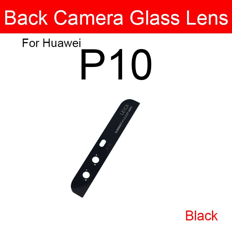 Bagside kamera linse & flash cover til huawei  p8 p9 p10 lite plus bag ydre kamera glas linse + selvklæbende mærkat udskiftning reparation: P10 sorte