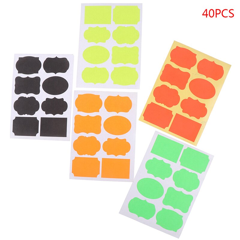 40 pcs/5 sheeets Kleurrijke Krijtbord Board Spice Stickers Keuken Jampot Organisatoren Label Stickers Schoolbord Sticker