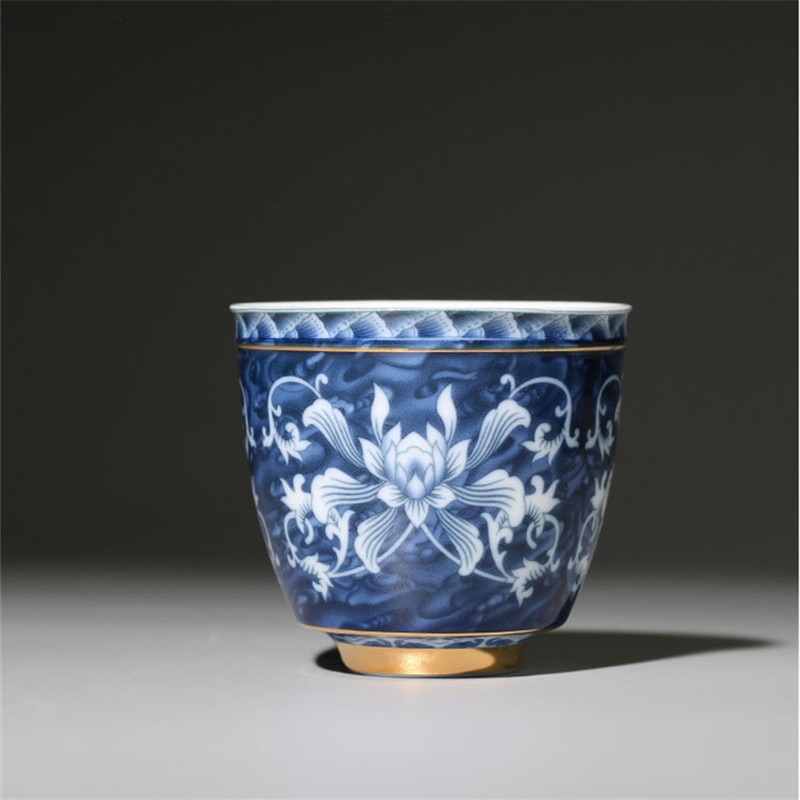 Kinesiska jingdezhen blått och vitt porslin tekopp liten teskål keramisk tekopp kaffe öl vinmugg drinkware