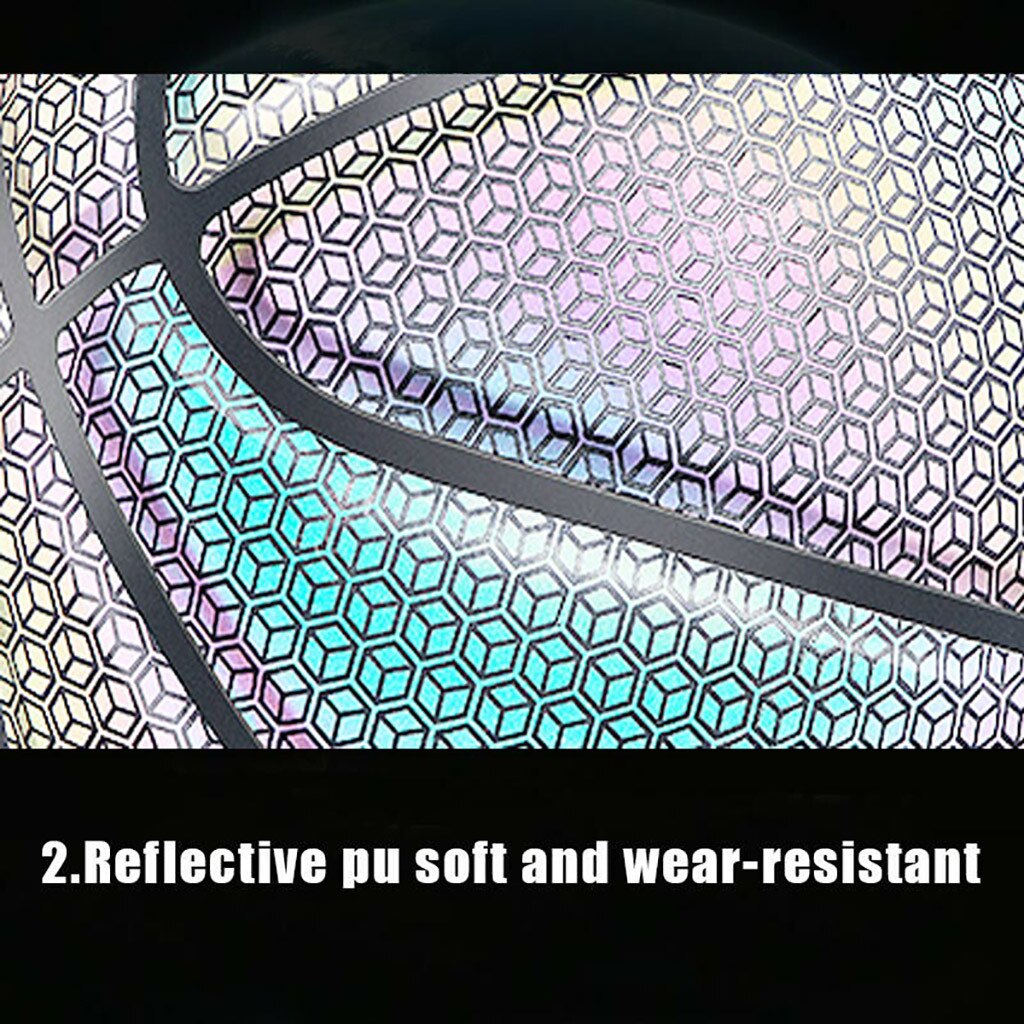 Reflective Basketball Ball Sports Synthetic Court Cement Floor Holographic Glowing Reflective Basketball Lighted Baloncesto