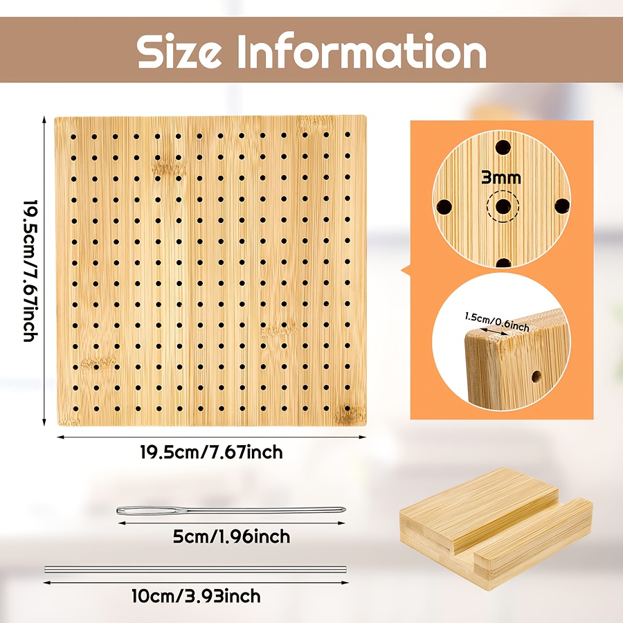 1Set Houten Blokkeerbord Oma Vierkant Gehaakt Bord Crafting Met Blokkeermat Blokkeerbord Voor Breien Gehaakt