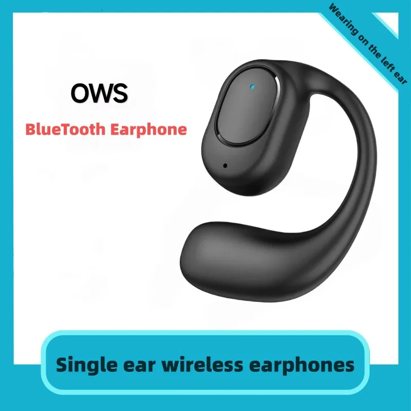 Single Wireless Earphones Air Conduction OWS Headphone HiFi Ear-Hook Music Sports Noise Cancel Headset for All Smartphones