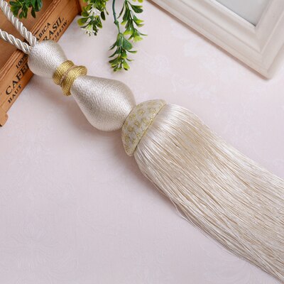 2 teile/los Vorhang Quaste Pinsel Fringe Raffhalter Hängen Gürtel Ball Seile Vorhang Zubehör Tieback Schnalle Wohnkultur: WHITE
