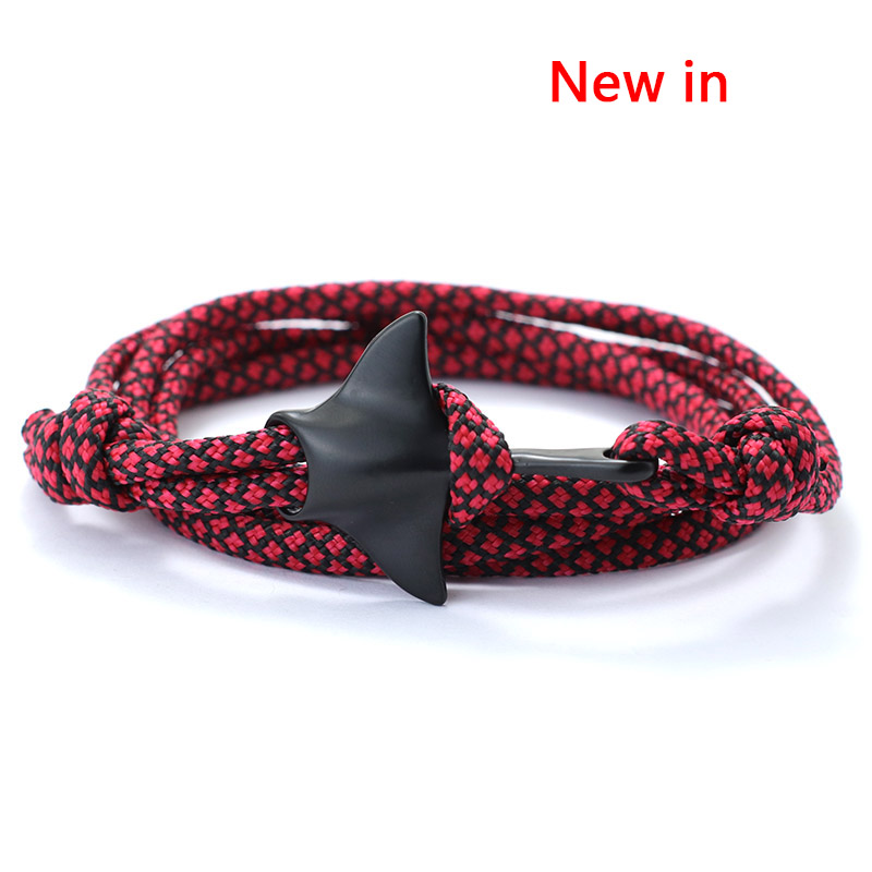 Pulsera Manta 2025 para hombre, pulsera de cuerda de Paracord ajustable de doble capa, brazalete de protección de animales marinos, joyería para surfista de playa