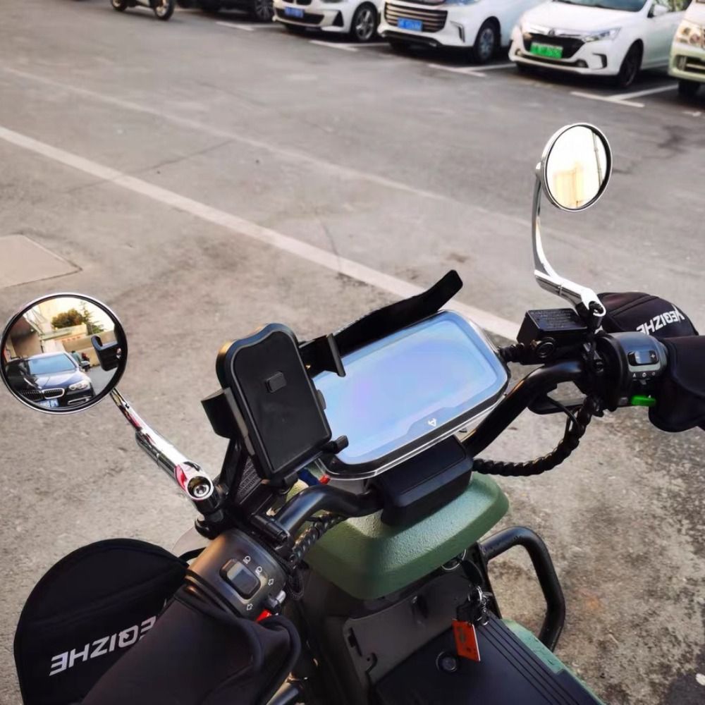 Rétroviseur Rond Rétro pour Moto, Rétroviseurs Latéraux Convexes, Réflecteur Argenté Universel,