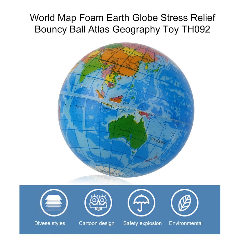 Mapa do mundo espuma globo terra alívio do estresse bouncy bola atlas geografia brinquedo th092 novo quente!