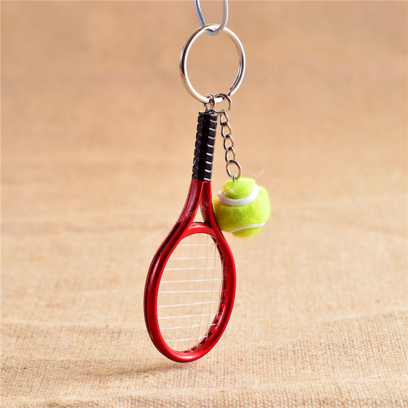 Mini Metalen Sleutel-keten Tennisracket Handgemaakte Souvenir Leuke Tenis Racquet Bal Sleutel Sport Chain Auto Fiets l335OLE