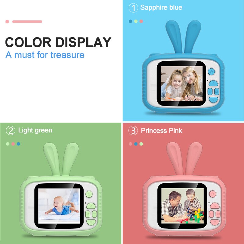 1080P Kids Camera Cartoon Cute Children's Camera Mini 20MP 2.0" Display Photo Video Camera with Game Toy For Children Baby
