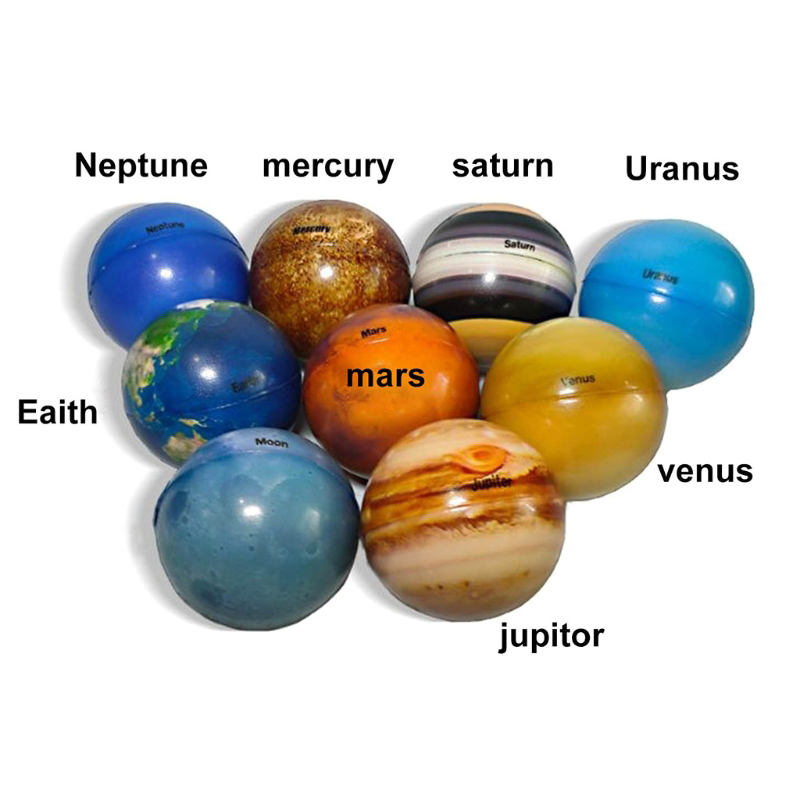 Pelota hinchable de ocho planetas para niños, juguetes, Luna, estrella, esponja, impresión elástica, pelota de estrella, juguetes educativos para aliviar el estrés, material didáctico