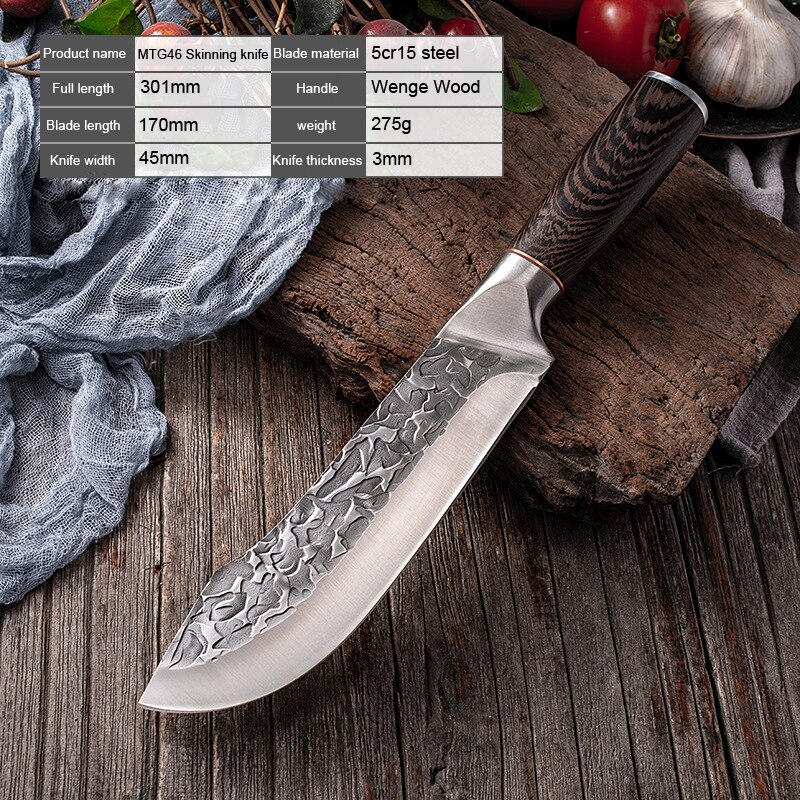 Forged Butcher Knife Stainless Steel Meat Cleaver Boning Knife Slicing Kitchen Chef Knives with Sheath: D-Cleaver Knife