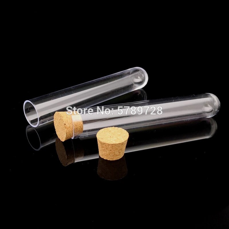 50pcs 18x105mm Lab Clear Plastic Test Tubes With Corks Stoppers Caps Wedding Favor Tube Laboratory School