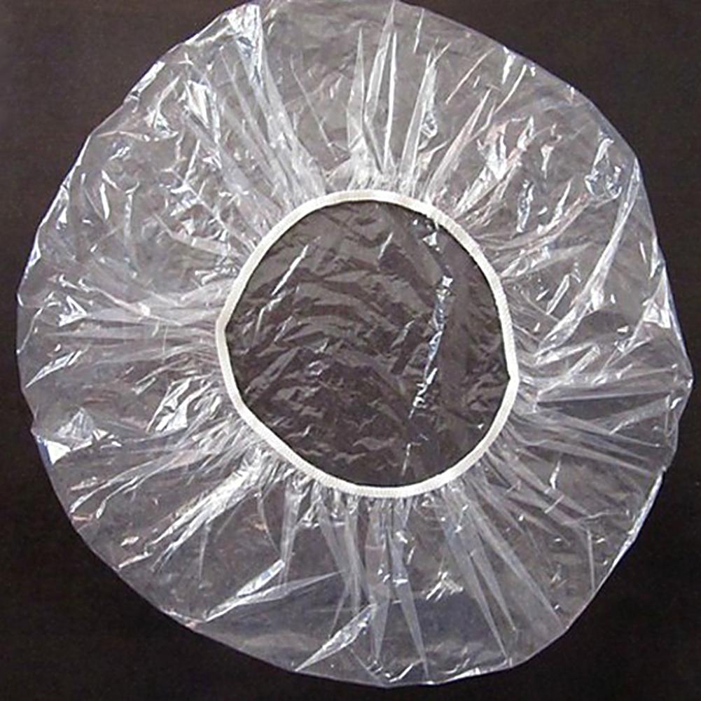 Bonnets de douche jetables, 50/100 pièces/lot, bonnet de bain élastique, transparent, pour hôtel, Salon de cheveux, salle de bain