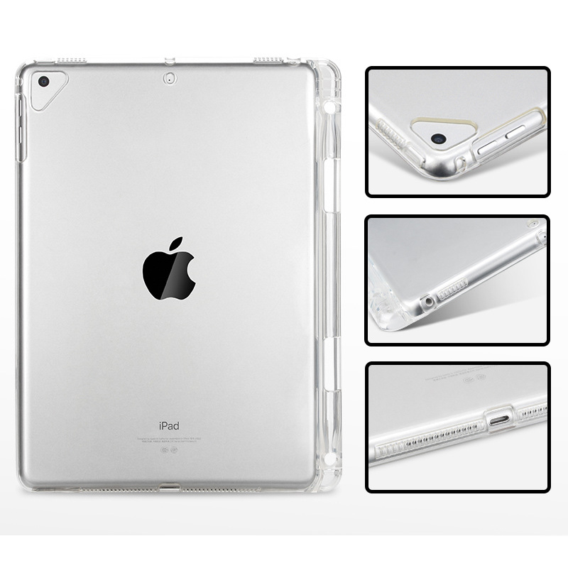 Case For iPad 10.2 MiNi 2 3 4 5 Clear Soft TPU With Pen Holder Case For iPad 9.7" Pro 10.5 Air 4 3 2 Back Cover