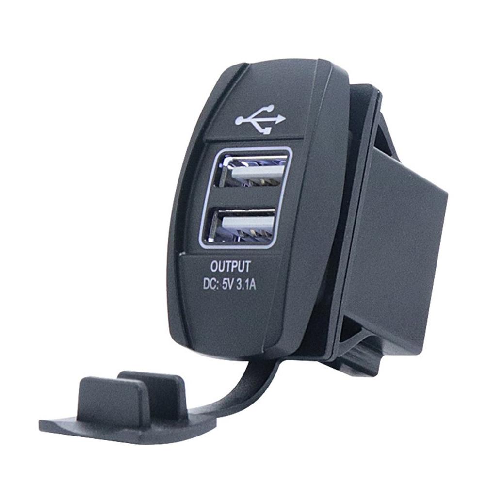 Auto Car Universal 5V 3.1A Dual USB Power Adapter Socket Charger with LED Light for Mobile Phone Tablet Navigator: White