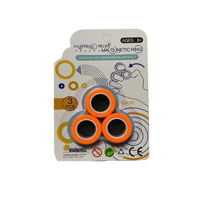 Dito Anello Magnetico Anello di colore Casuale di Decompressione per Alleviare Lo fatica Sollievo Autismo L'ansia del Giocattolo di Trasporto libero: arancia