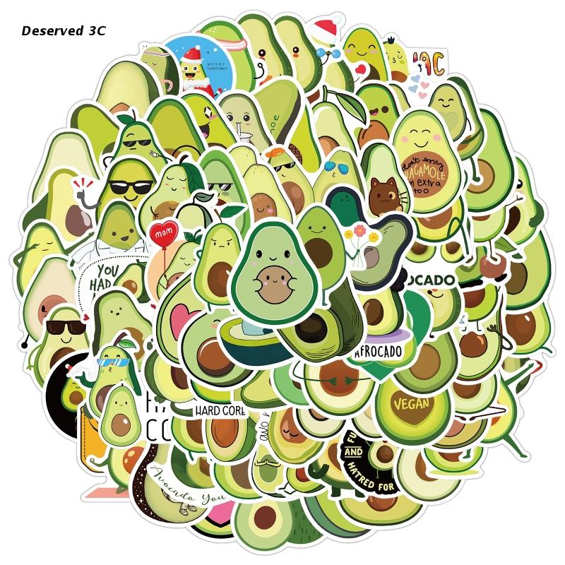 R9CB Avocado Stickers 100Pcs Waterproof Vinyl Decals for Water Bottles Laptop Refrige