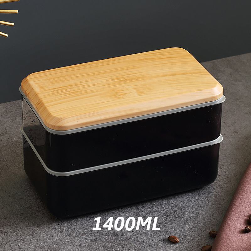 Bento Lunchbox Voedsel Opslag Containers Lunchbox Voor Kid Japanse Snack Lunchbox Magnetron Servies Keuken Maaltijd Prep Picknick: BLACK   1400ML