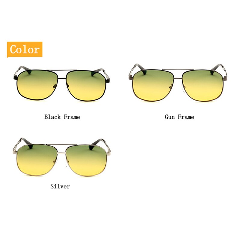 Lunettes de soleil polarisées dégradées pour hommes, conduite de jour et de nuit, Double usage, Vision nocturne, haut, vert, bas, lentille jaune, L3