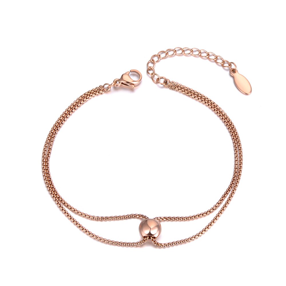 Lokaer Trendy OL Style Double Layers Charm Bracelets Bangle For Women Stainless Steel Box Chain Bohemia Summer Jewelry B19058: Default Title