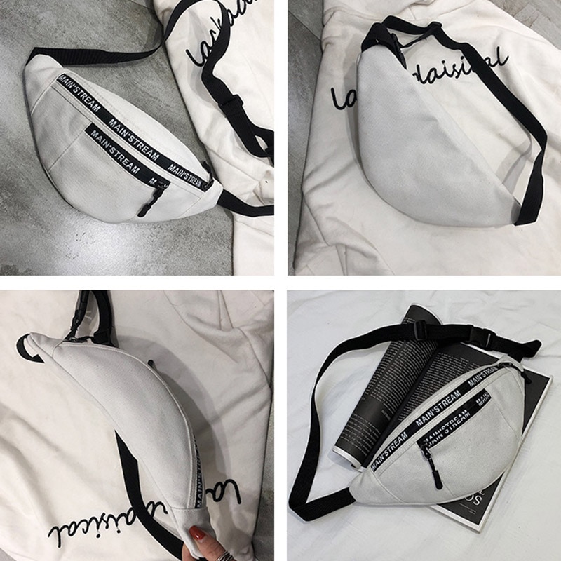 Women's Fanny Pack Casual Canvas Chest bag Simple Backpack Outdoor Sports Style Waist Bag Bum Belt Bags Leg Pouch 030411