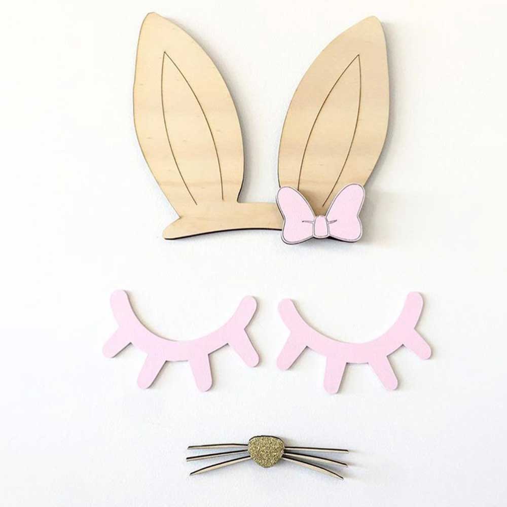 Baby Bed Bumper Ins Style Wooden Eyelashes Wall Sticker Baby Room Decor Photography Props Cartoon 5 Colors