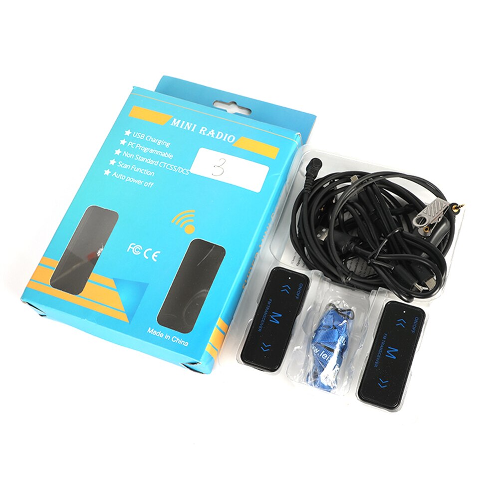 2 pezzi Mini walkie-talkie 3 Km ricetrasmettitore Radio Fm a 2 vie con cuffie auricolare Clip per cordino USB tascabile Interphone