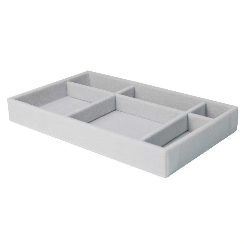 Cassetto FAI DA TE Anello di Monili di Stoccaggio Vassoio Anello Contenitore di Regalo Del Braccialetto di Velluto Orecchino Della Vite Prigioniera Della Catena di Caso di Esposizione Gemello Anello Organizer Vassoio: Grey 6 Grids Tray