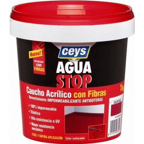 Impermeabilizante aguastop caucho acrilico con fibras 1 kg Rojo