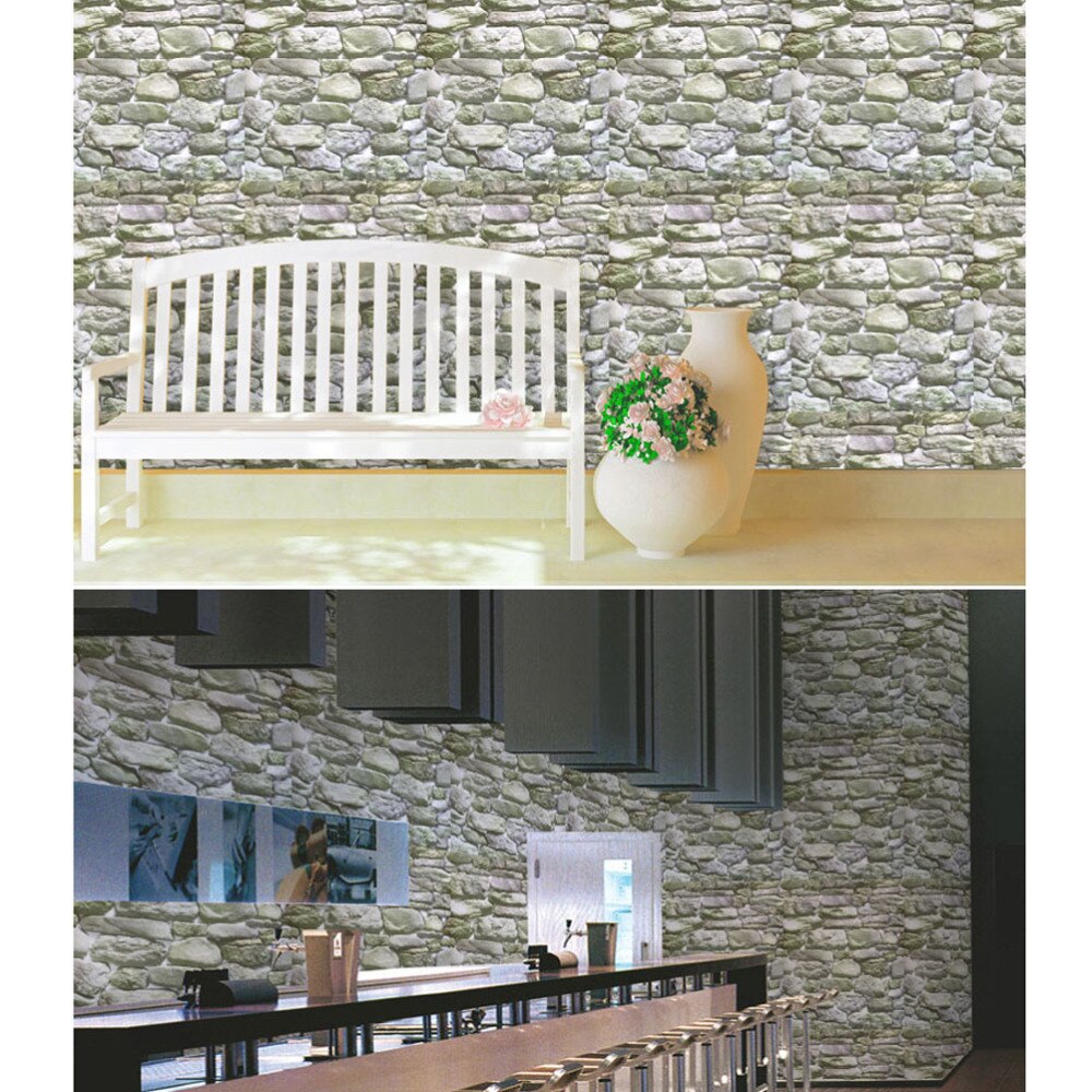 Verdikte 3D Steen Muursticker Baksteen Behang Zelfklevende Muur Muurschildering Decals Voor Woonkamer Slaapkamer Kantoor Decor (Zwart en