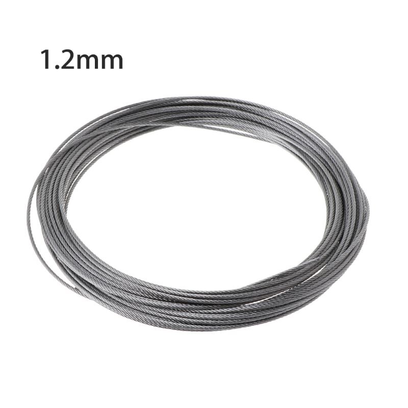 10m 304 Stainless Steel Wire Rope Soft Fishing Lifting Cable 7*7 Clothesline: Silver