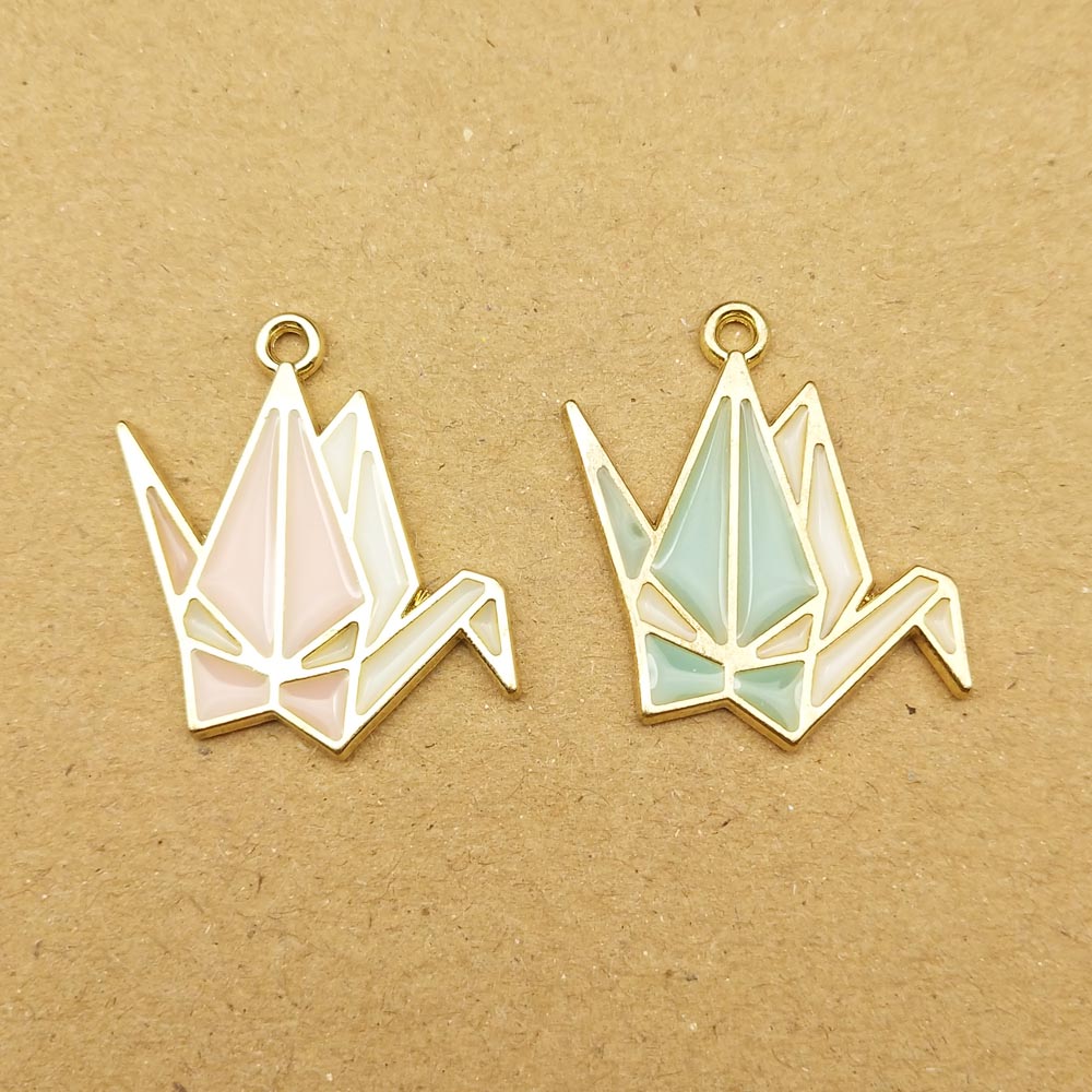 10pcs 24x25mm paper crane enamel charm for jewelry making and crafting earring pendant bracelet necklace charms