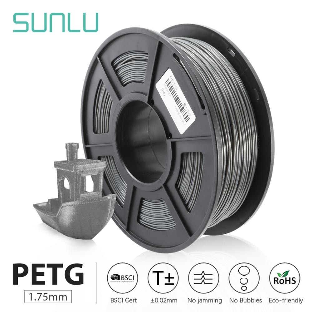 SUNLU PETG 3D Drucker Filament 1,75mm 1KG Lichtdurchlässigkeit PETG Filament Kunststoff 3d Druck Materialien Schnelle: PETG grau -S