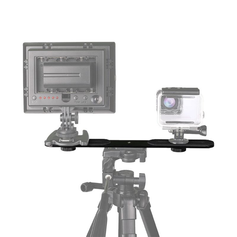 Universal Dual Flash Bracket Holder with 2 1/4" Adapter Screws for Studio Tripod Light Stand Digital SLR Camera with Screw Holes