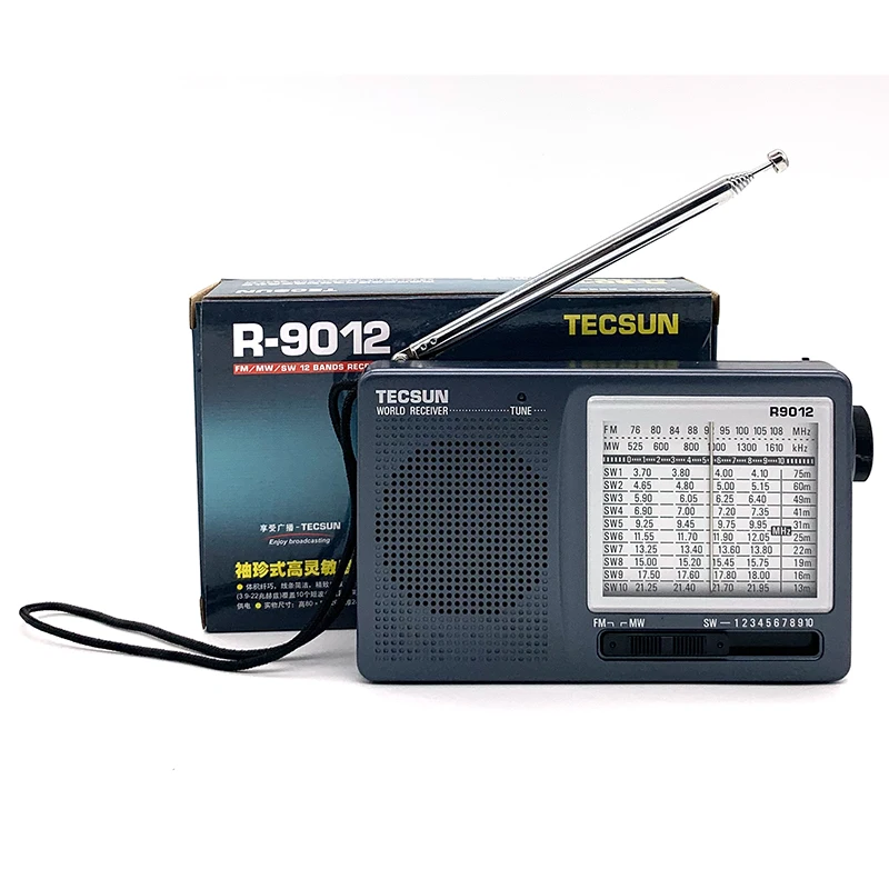 TECSUN R-9012 AM/FM/SW 12 Bands Shortwave Radio Portable Receiver with AN-05 External Antenna Multiband Radio Receiver