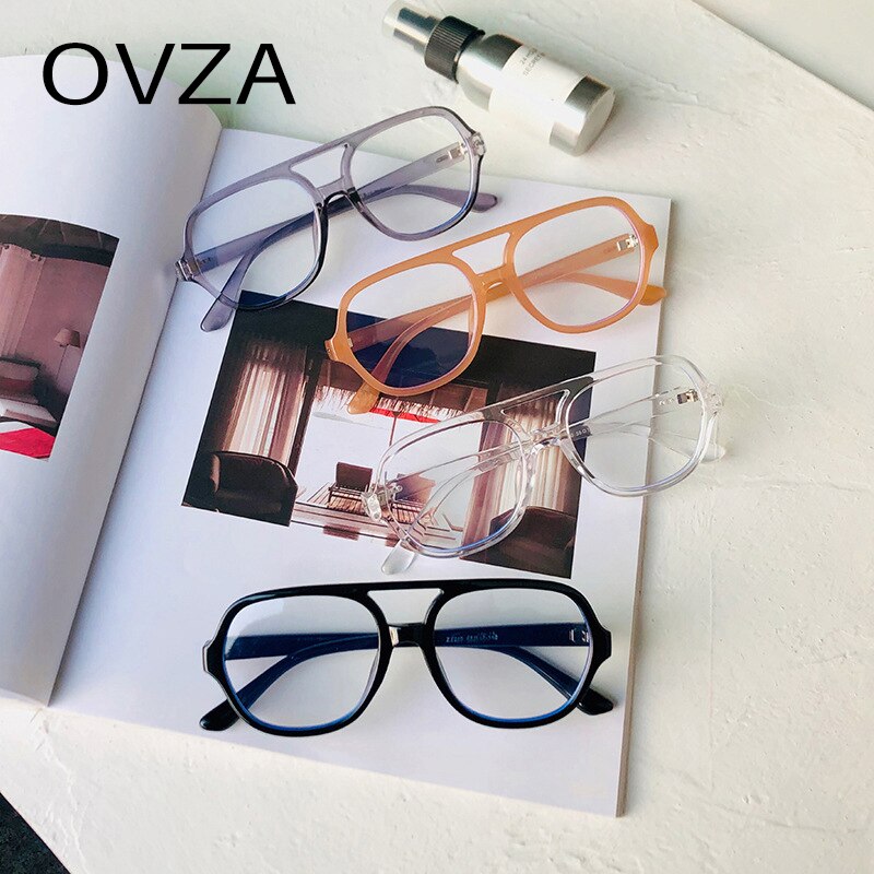 Ovza tvillingbjelker store briller med gjennomsiktige briller kvinners sorte rammer briller menn  s5000