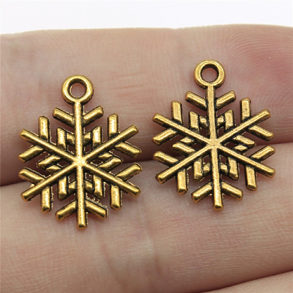 WYSIWYG 40pcs 19x15mm 3 Colors Antique Gold Antique Silver Color Antique Bronze Christmas Snowflake Charms: Antique Gold Plated