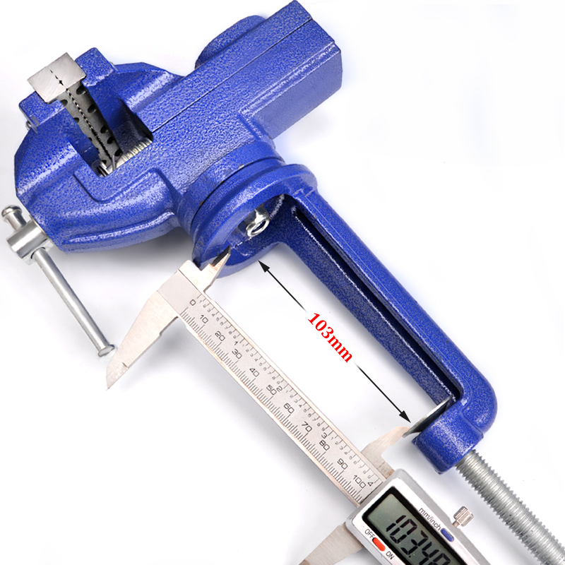 3" Multi-functional Clamp-on Bench Vise 360 Degree Swivel Cast Iron Tabletop Vice with Anvil and Large Table Clamp 100mm