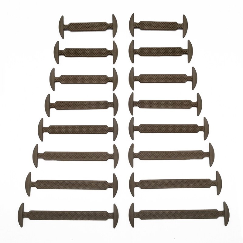 16 Stks/partij Schoenen Accessoires Geen Tie Schoenveters Unisex Elastische Siliconen Schoenveters Rubber Schoenveter: Brown